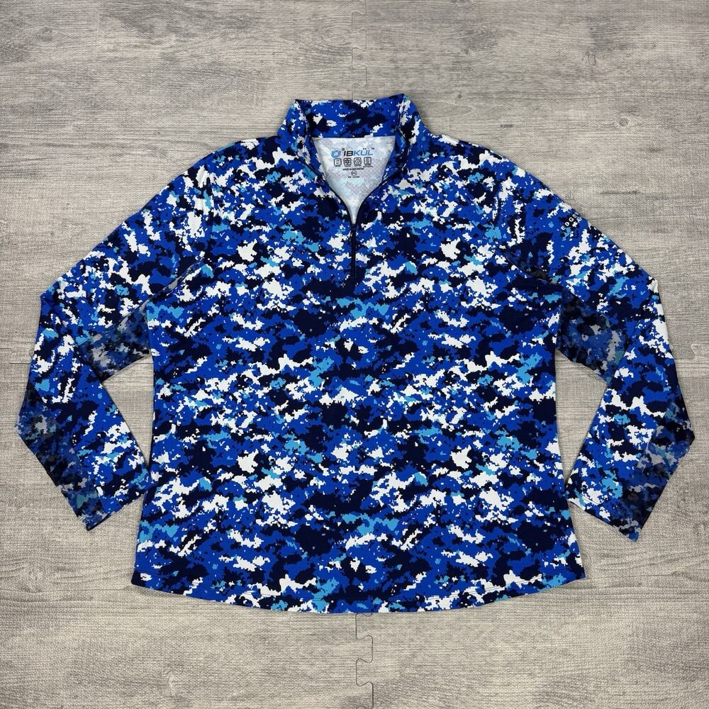 IBKUL Edgewood Tahoe Women’s XXL Camouflage 1/4 Zip Blue Long Sleeve Mock Golf